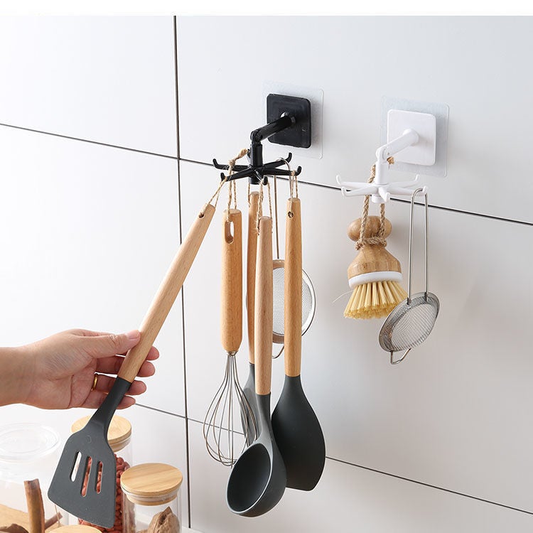 Lot De 2 Porte-ustensiles Rotatifs SHBaizoy 360° - Sans Perçage, Fixation Murale, Cuisine Moderne