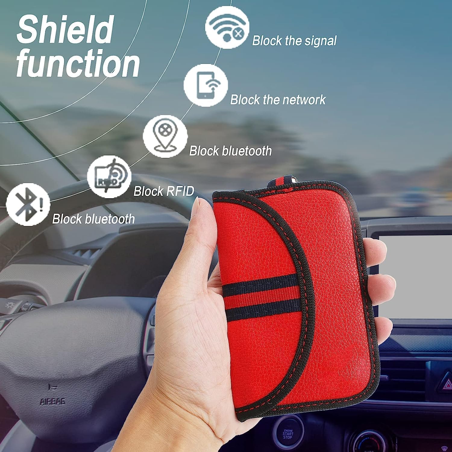 2 peças bolsa antirfid para bloqueio de sinal de chave de carro bolsa antirfid para bloqueio de sinal de chave de carro capa para chave de veículo - 4