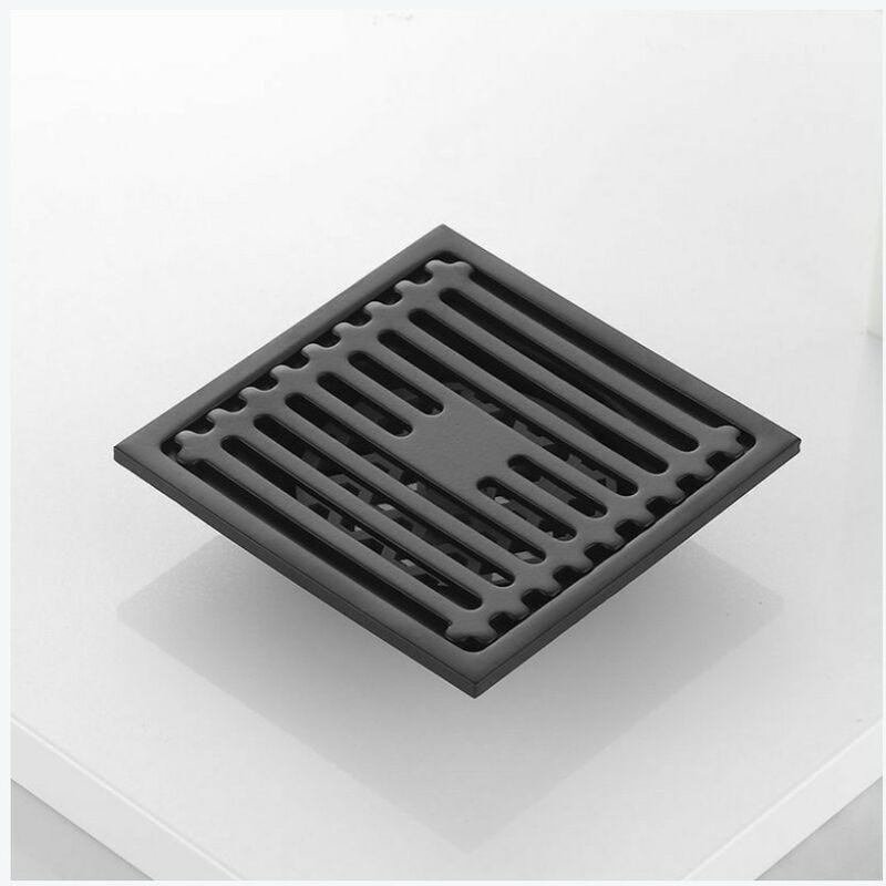 Grille De Douche Carrée Acier Inoxydable - Avec Filtre Rond Amovible Anti-cheveux, Anti-odeur - 10x10 Cm, Siphon Intégré