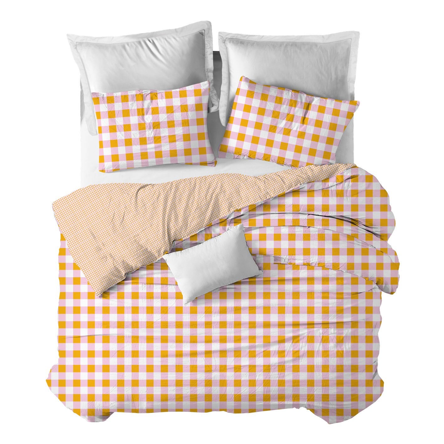 Sokios  Funda Nórdica Vichy, Cama105 (180X270) Rosa/Amarillo , Leroy Merlin