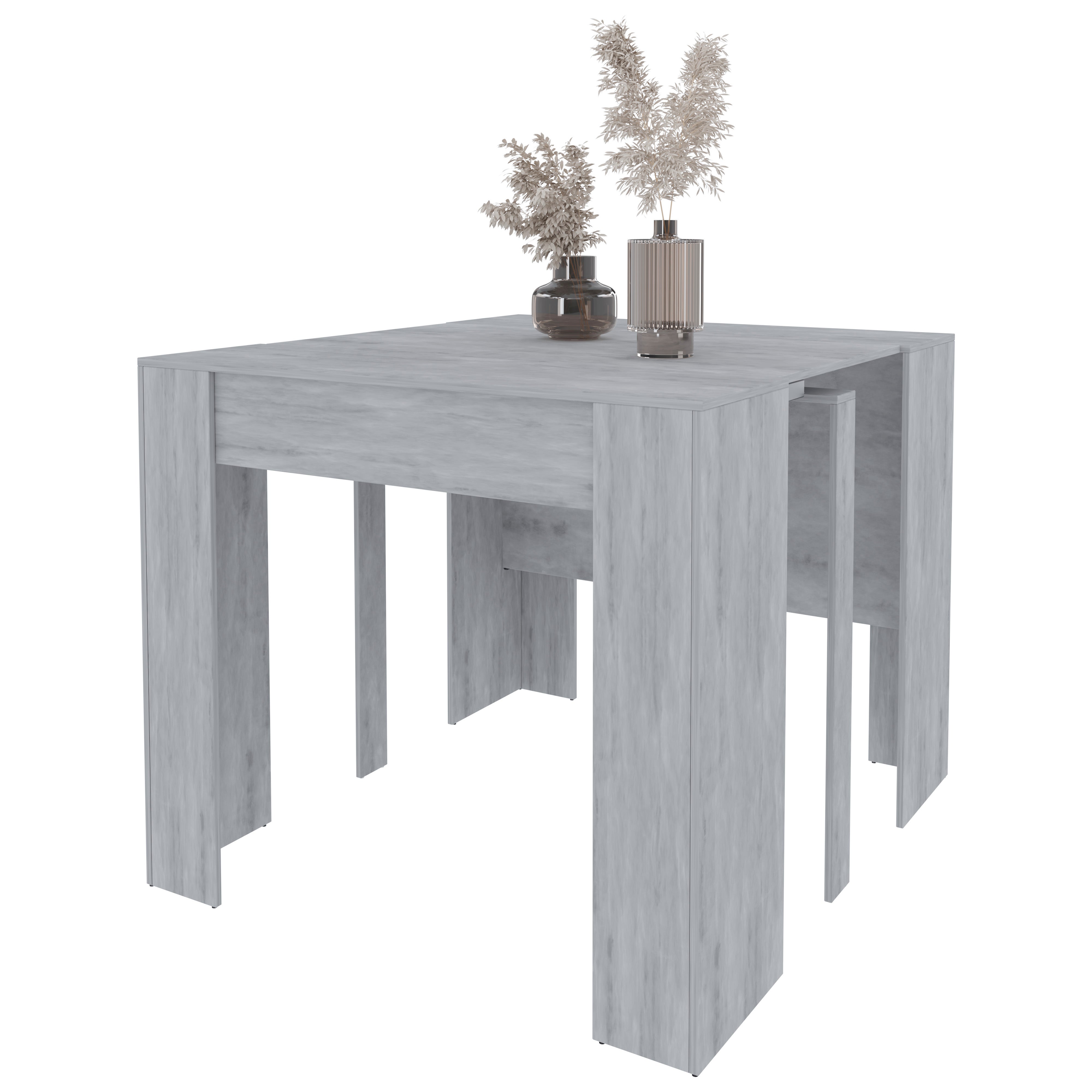 Tavolo allungabile consolle fino a 3 metri 14 posti salvaspazio multiposizione grigio cemento - 9