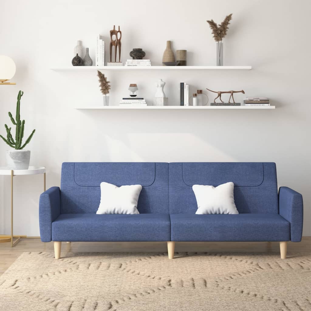 Canapé-lit | Lit simple | Canapé convertible à 2 places bleu tissu CFW51738 - 2