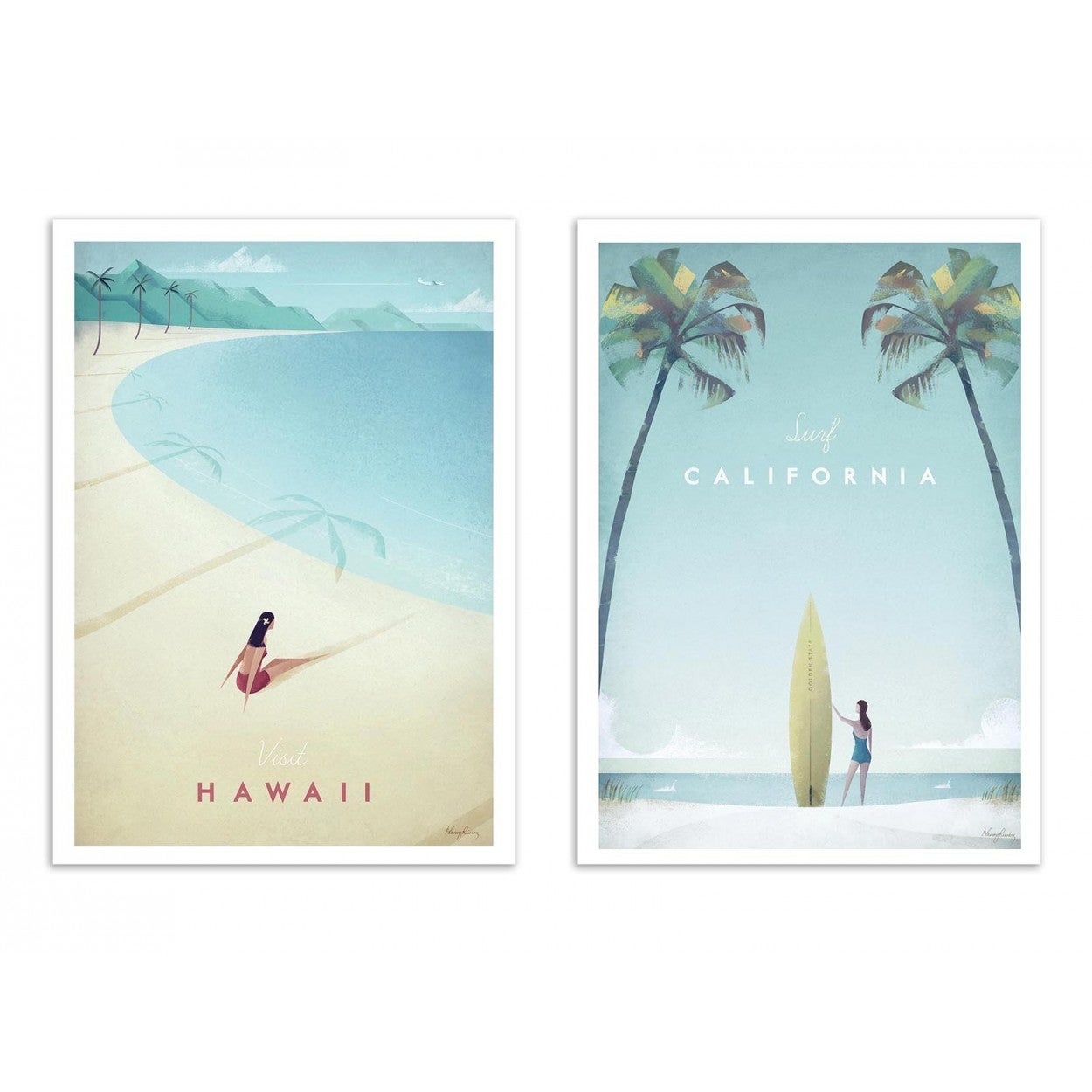 2 art-posters 30 x 40 cm - duo dream beaches - henry rivers - 30 x 40 cm