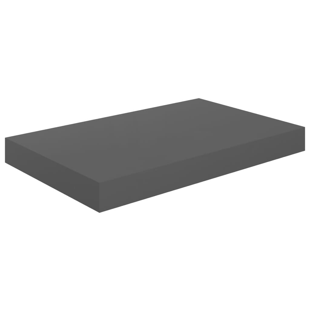 Półka ścienna wisząca szara z połyskiem MDF 40x23x3,8 cm