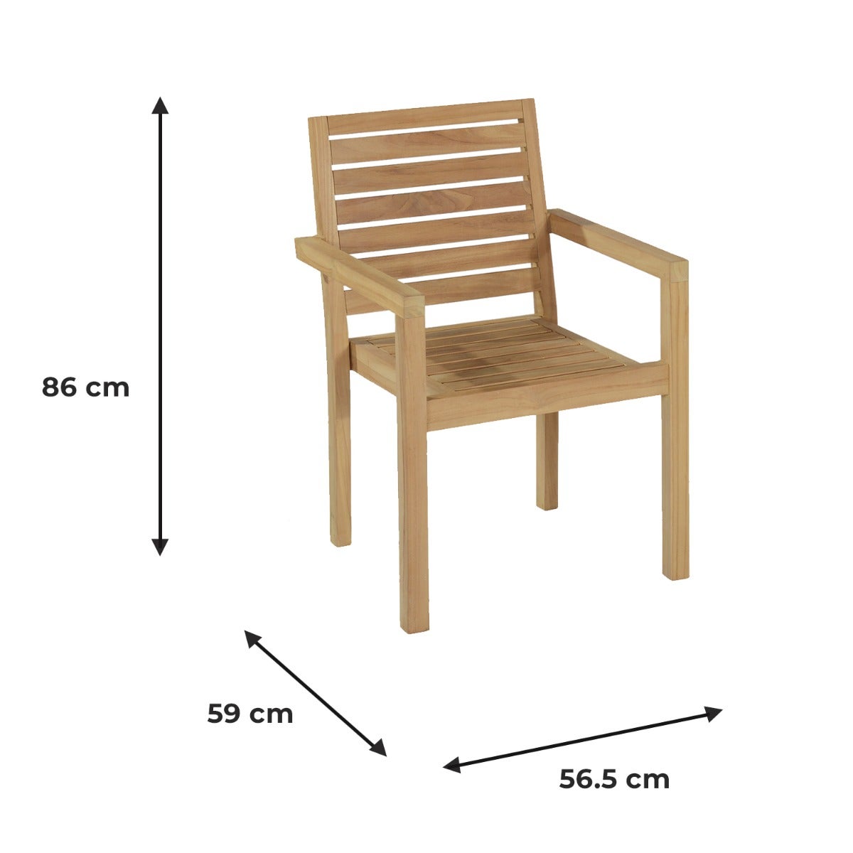 Fauteuils de jardin empilables en teck Tivoli (lot de 2) - 9