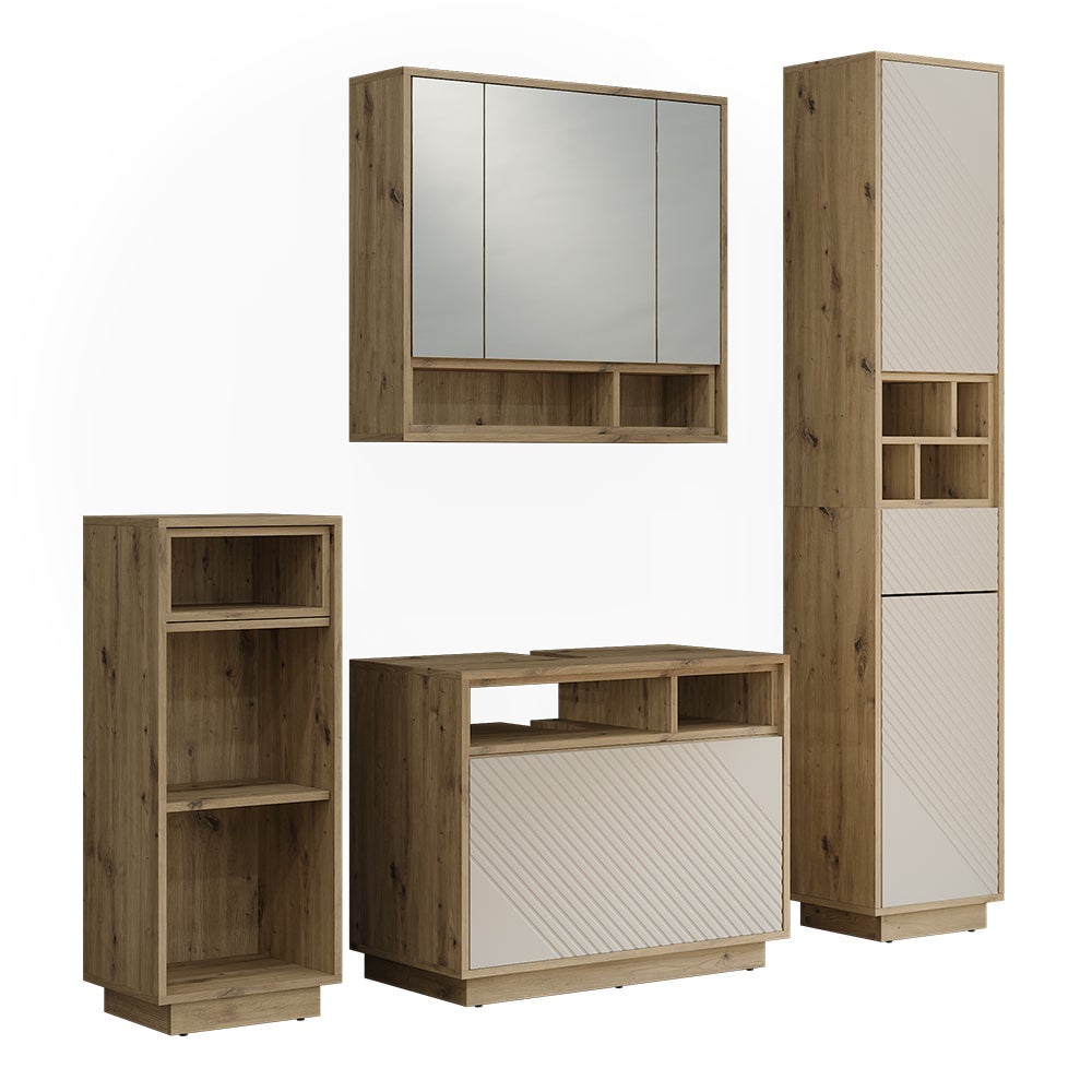 Vicco zestaw mebli łazienkowych Beatrice, Kaszmir/Dąb artisan, Zestaw 4