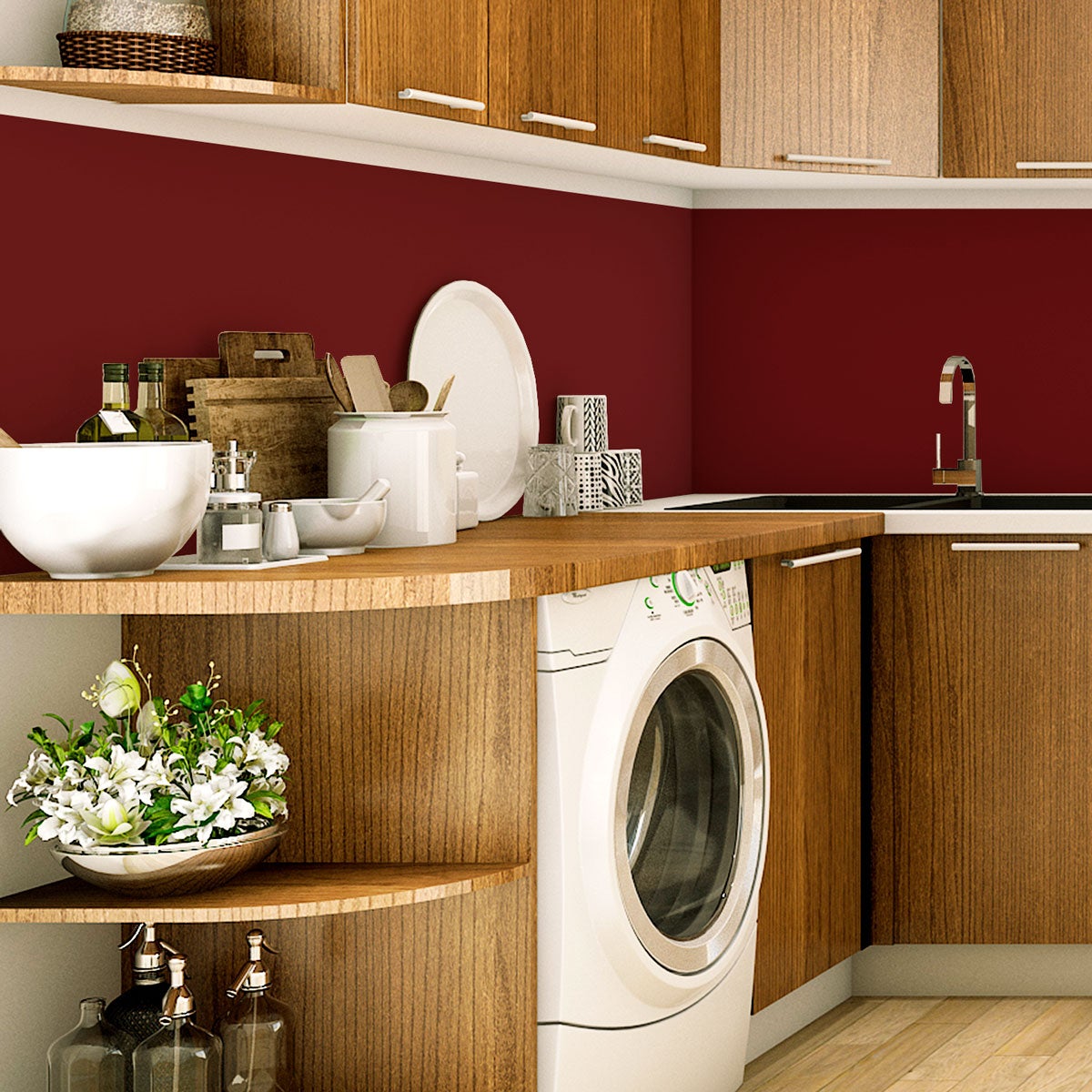 Rouleau adhésif décoratif Vinyle au Mètre - Sticker Lavable Imperméable Mur Cuisine Meubles - 60cmx1m - Bordeaux - 3