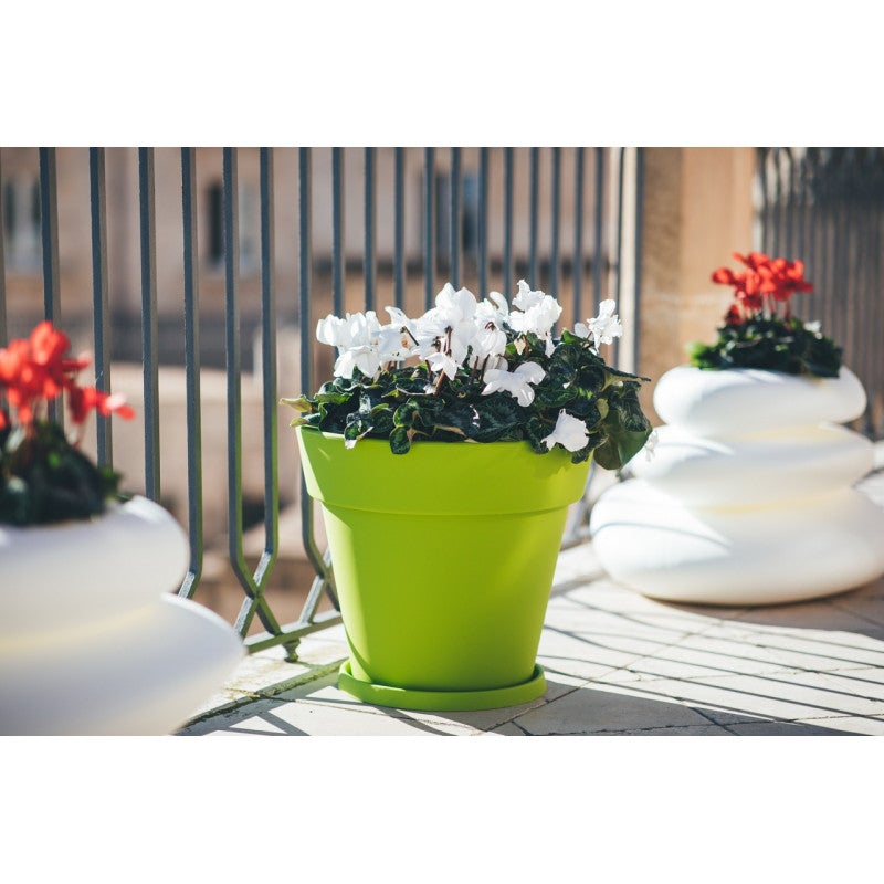 Vase design moderne Ø50 H44 en polymère vert résistant pour l'intérieur et l'extérieur - Fabriqué en Italie - Monacis - 3