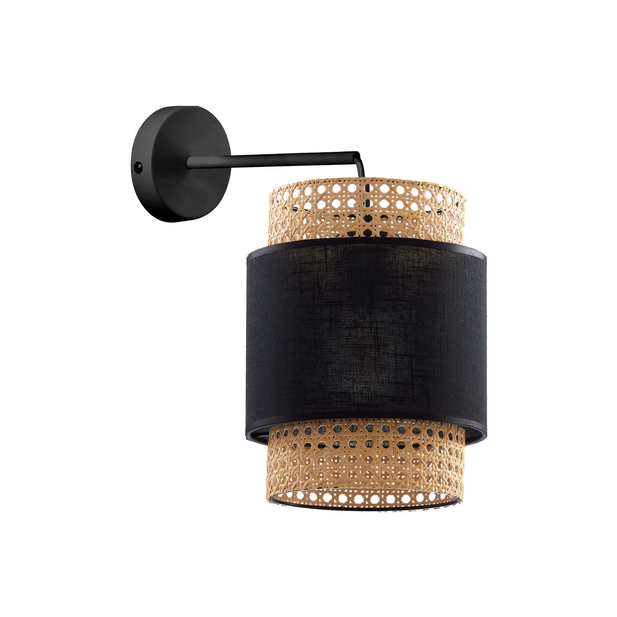 Kinkiet ścienny Boho czarno-słomkowy 1xE27x15W boho wym: 36 x 29 x 20 cm wiklina / rattan / słoma IP20 TK Lighting