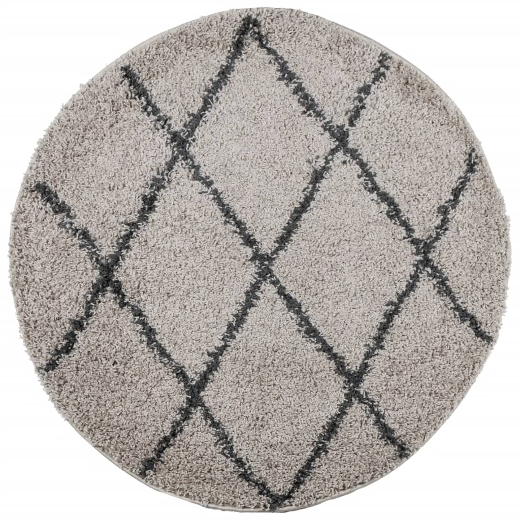 Alfombra de salón | alfombra de pelo largo moderna beige y antracita ø 240 cm cfw66156