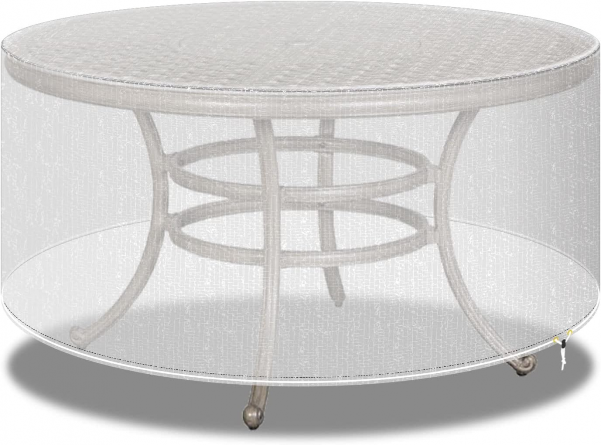 Husă de mobilier din ratan pentru masă de terasă - impermeabilă - rotundă - extra mare 130x71cm transparentă