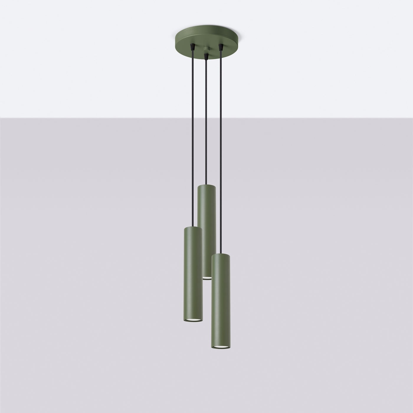Lampa wisząca TORIS 3P zielona oliwka LED 4000K - 19.5x19.5x108cm Sollux