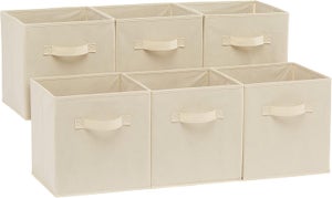 Set 6 Cubi Portaoggetti Pieghevoli In Tessuto – 26x26x27 Cm, Con Manici, Per Camera, Ufficio E Armadio – Organizer Salvaspazio, Resistente E Lavabile, Disponibili In 4 Colori
