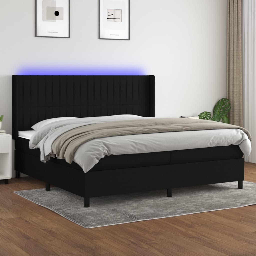 Maison Exclusive - Sommier à lattes de lit matelas et LED Noir 200x200 cm Tissu - 9