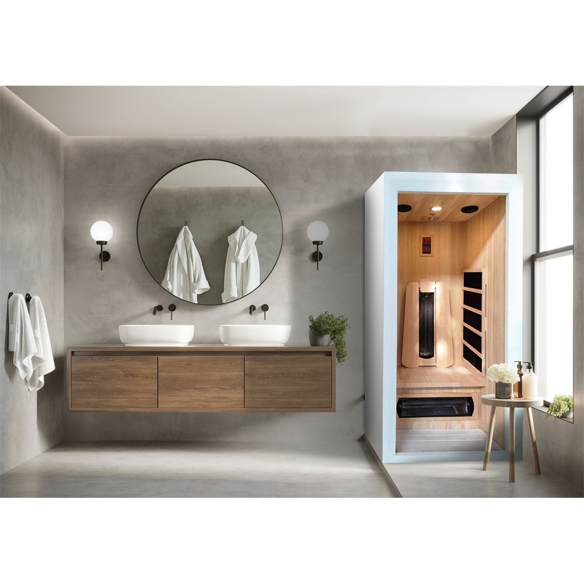 Sauna infrarouge Saulo - France Sauna - 1 personne - 90 x 90 x 190 cm - Bois Épicéa - 1 place - 2