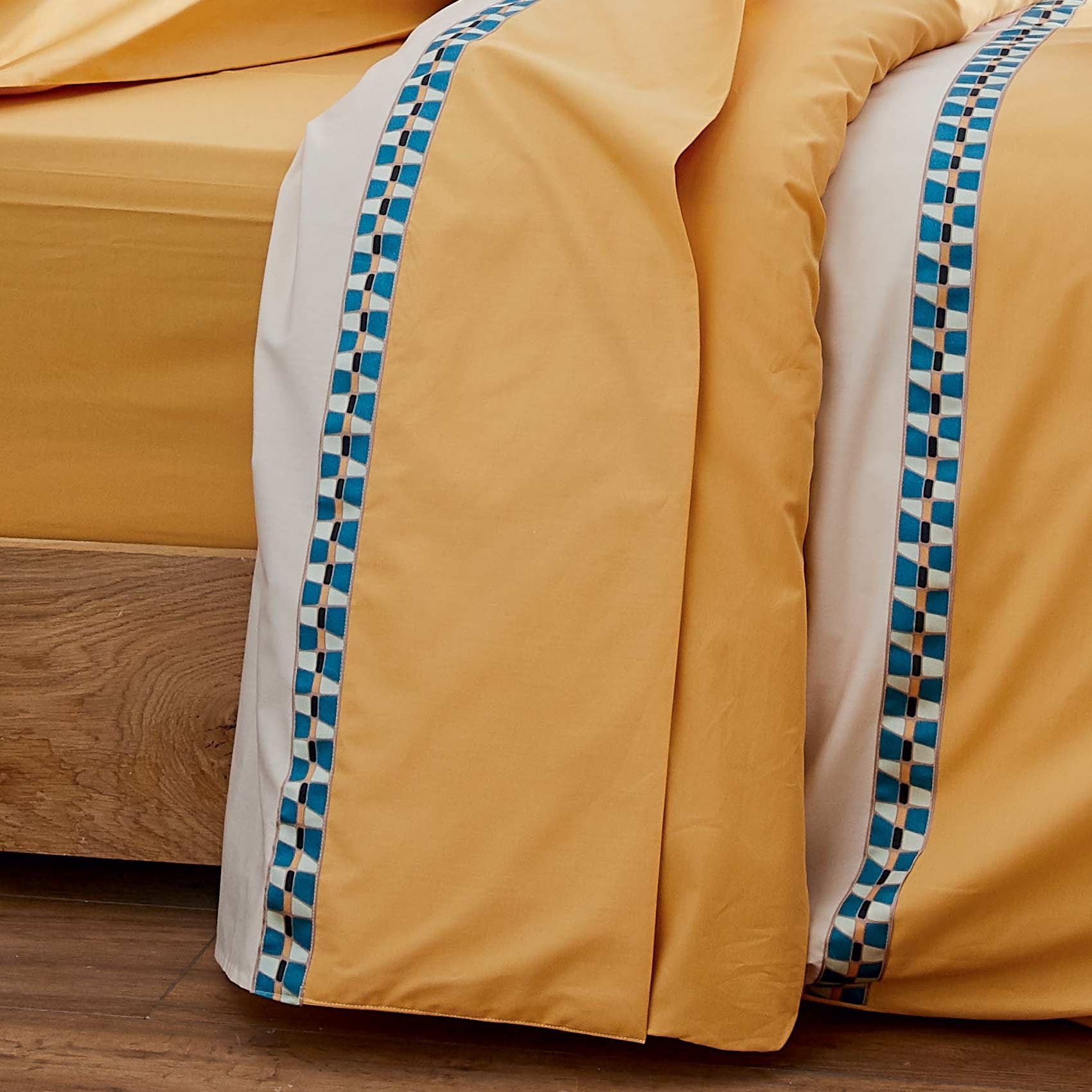 Drap Plat 240x300 Cm En Percale De Coton Lavé 80 Fils Camel - Linge De Lit Premium Doux Et Résistant