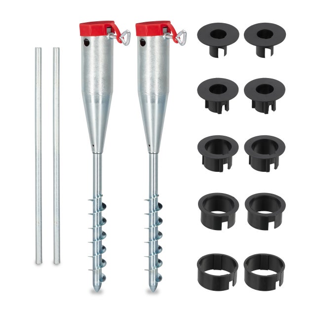 Lot De 10 Ancrages Au Sol En Acier Galvanisé – 60 Cm, à Visser Ou Sceller, Pour Balançoire, Abri, Clôture