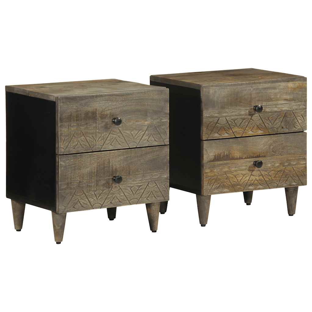 VidaXL Mesita De Noche De Madera Maciza De Mango Rugosa 40x34x46 Cm