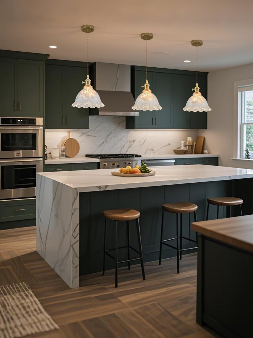 Minimalistyczna lampa wisząca do sypialni, żyrandol ze szkła vintage, 23 x 22 cm, przezroczysta, 220 V, oprawka E27 (brak w zestawie), podstawa 12 cm - 6