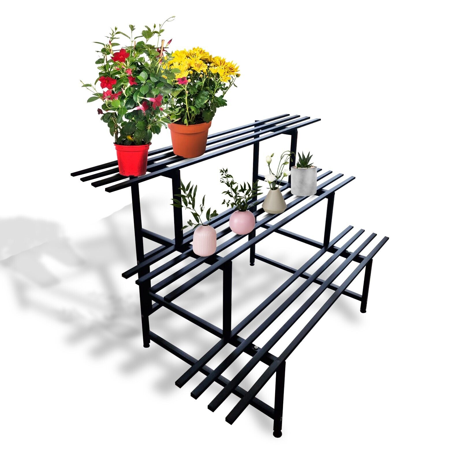 Scaffale portapiante portafiori fioriere giardino terrazzo grandi esterno interno acciaio verticale portavasi da esterno 3 RIP 120CM - 11