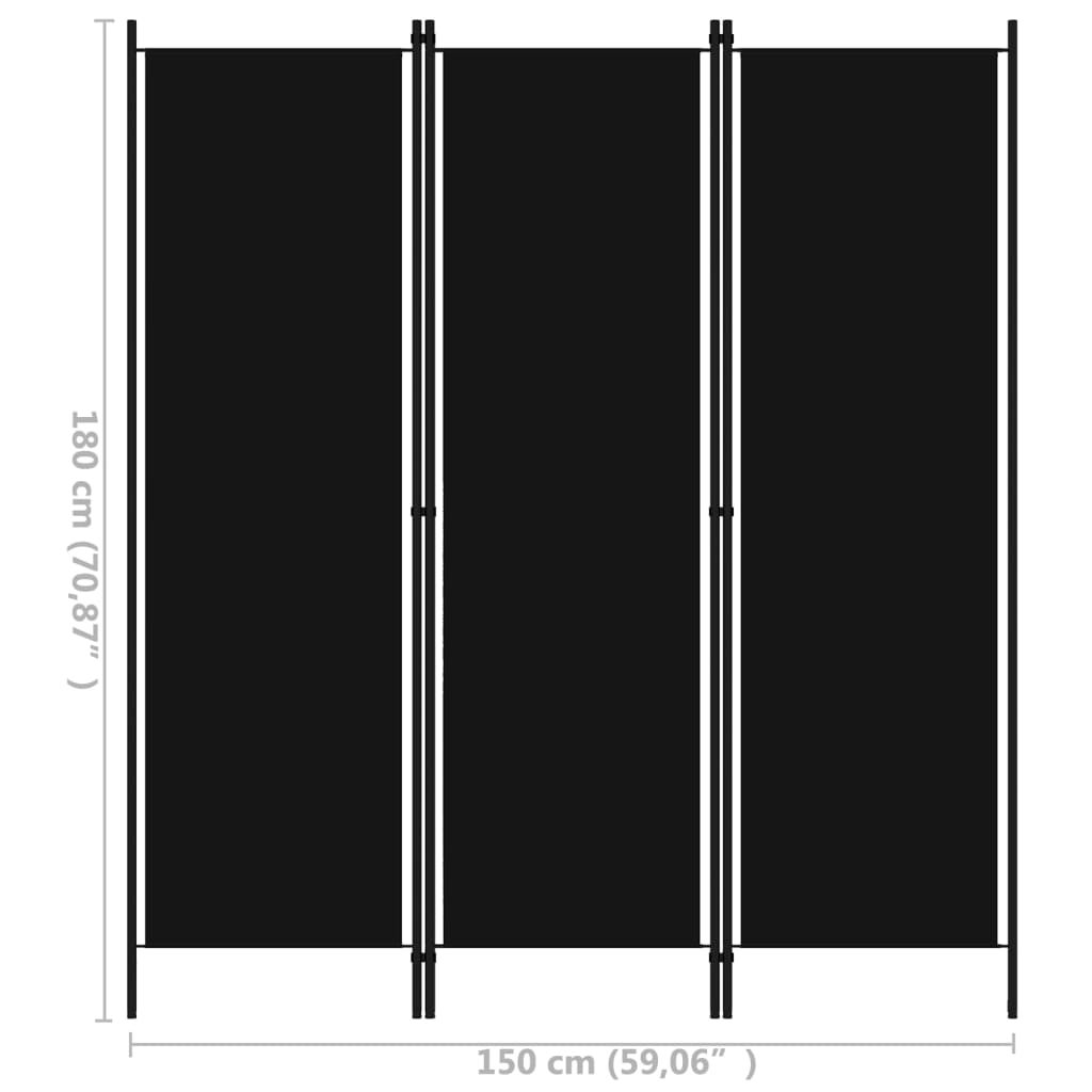 Cloison de séparation 3 panneaux | Paravent | Séparateur pliable Noir 150x180 cm CFW50386 - 6