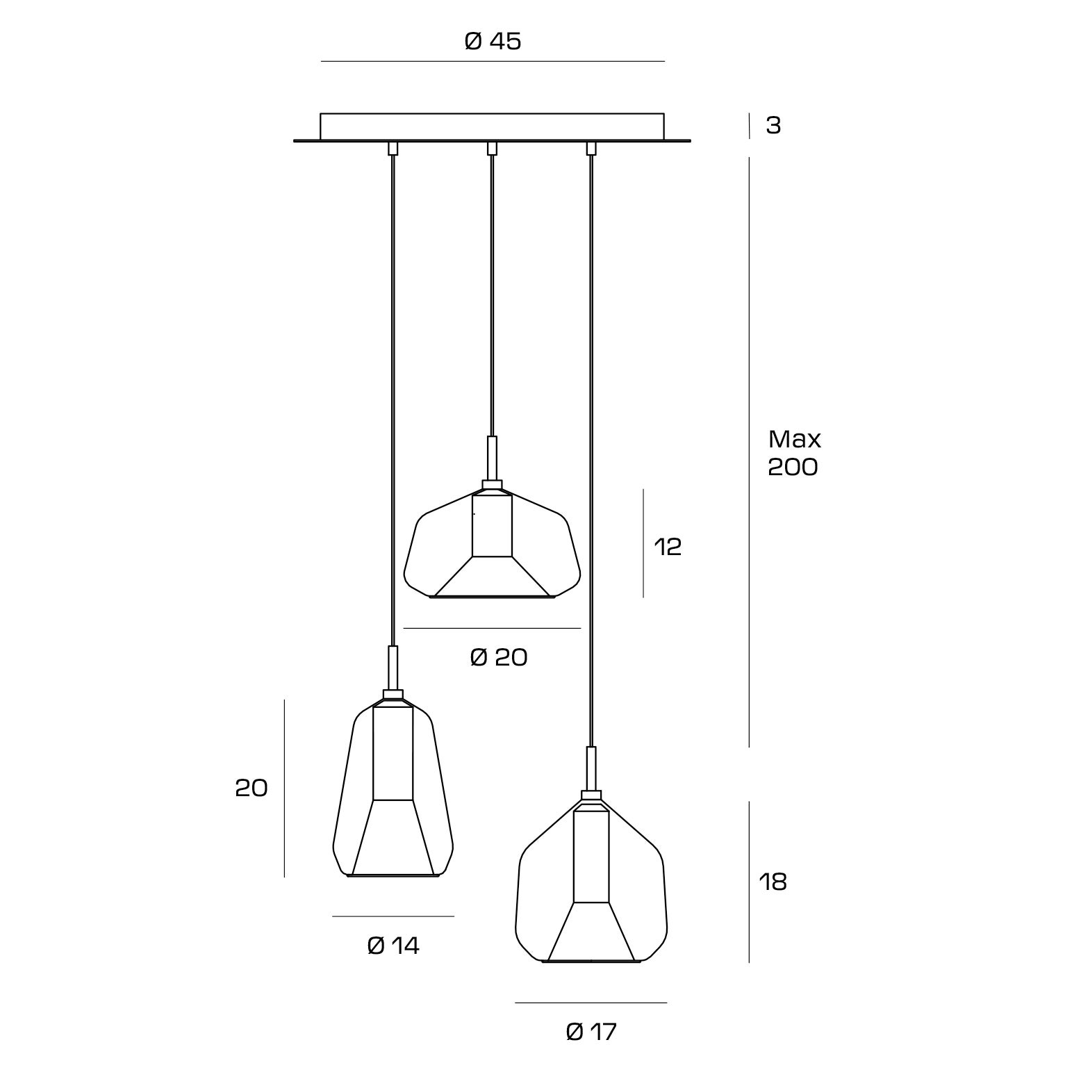 X-RAY suspension, en verre - 4
