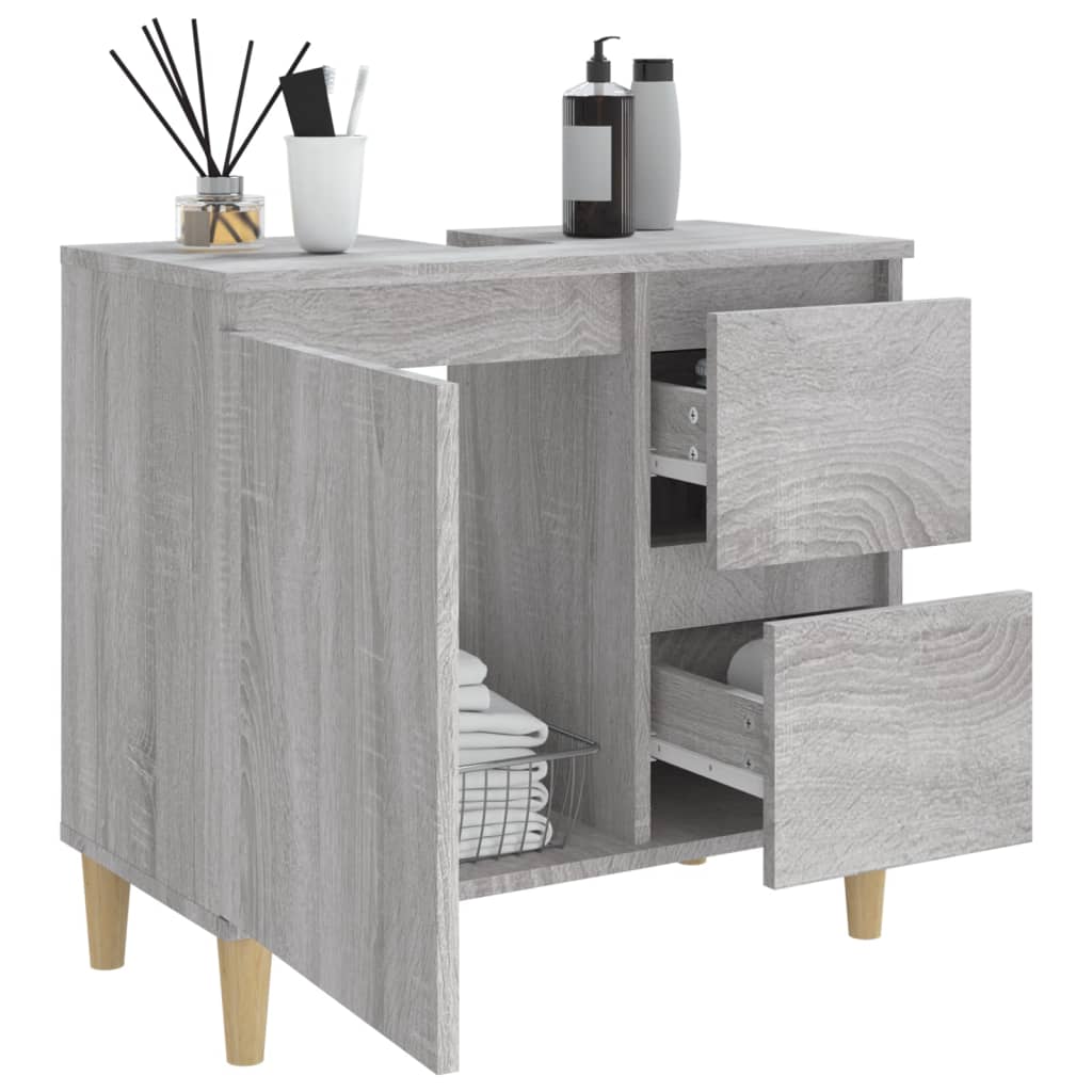Mueble de baño Sonoma gris 65x33x60 cm de madera contrachapada - 4