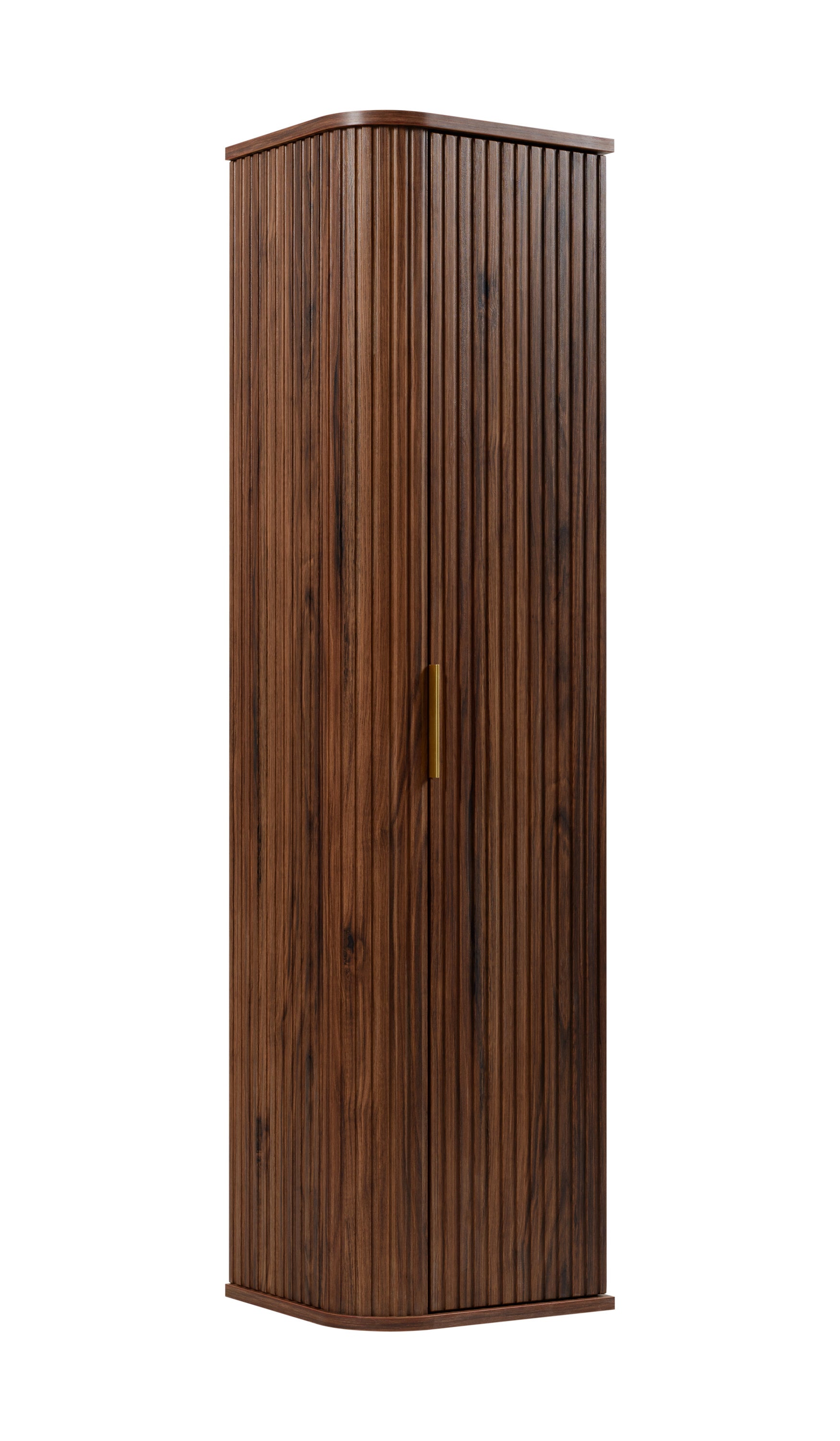 Słupek łazienkowy, dąb orzech, uchwyt złoty, 35,5 x 139 x 31,5 cm