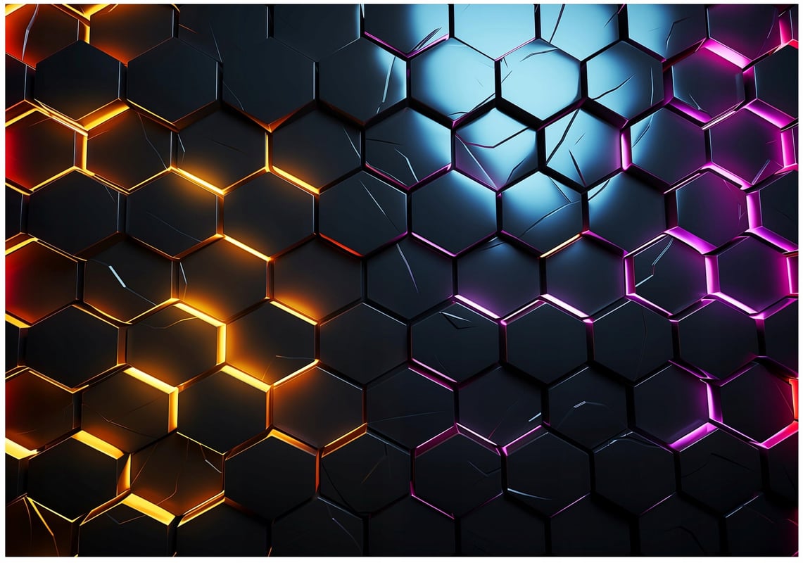 Fototapeta Dla Dzieci Chłopca Heksagony 3D Gaming 400x280 cm Tapeta Do Pokoju Dziecięcego Na Flizelinie