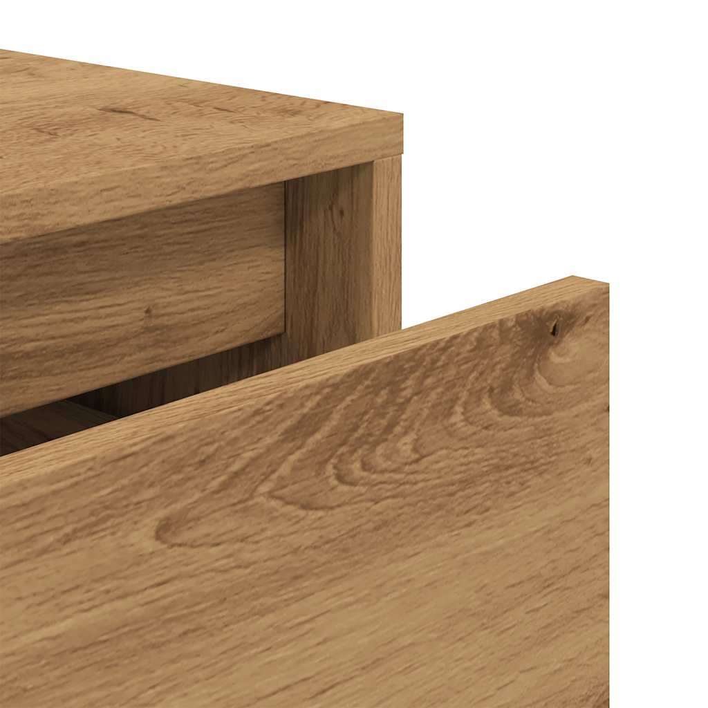 Tabouret à tiroir en bois d'ingénierie de chêne fabriqué à la main 40,5x40x40 cm - COMFORTXL - 8