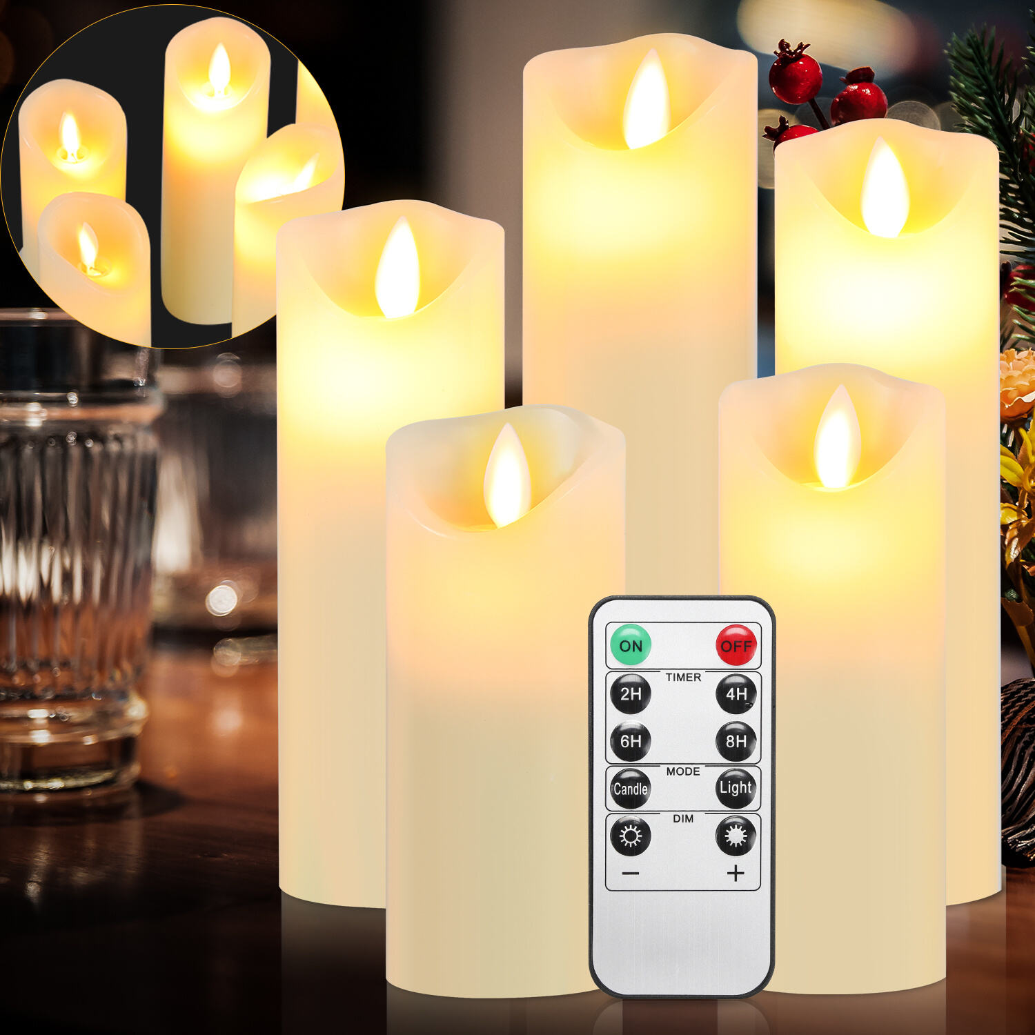 Candele LED Senza Fiamma AiiBowy - 3 Pezzi Con Telecomando E Timer - Foto 2