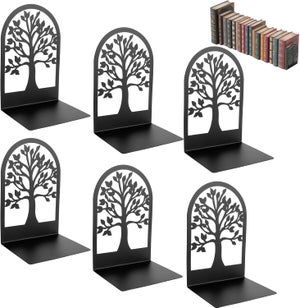 3 Paires Serre-Livres Métal Antidérapants - Serre Livres Lourds Pour Étagères Bureau Bibliothèque (Noir)