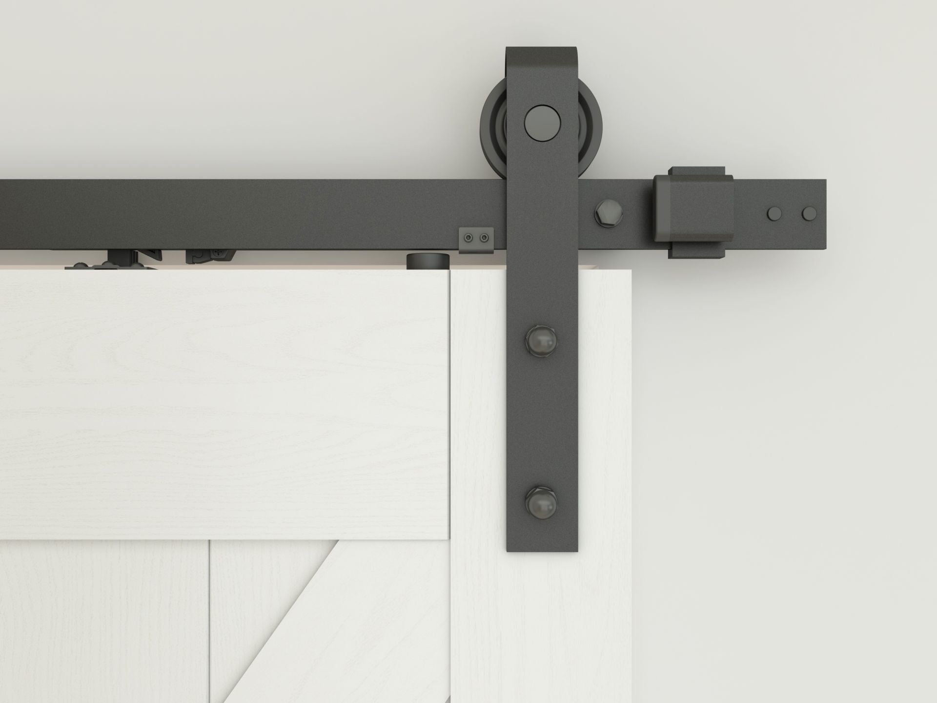 Kit porte coulissante en bois Grange oak acier MDF + rail H.206 x l.77 cm, SCHULTE, double amortisseur, porte coulissante intérieure en bois, blanc - 3