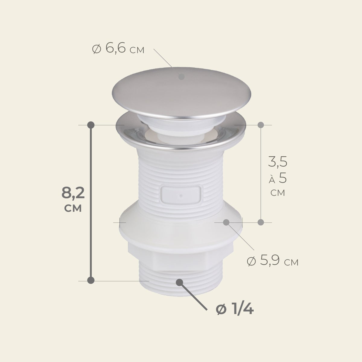 Bonde de lavabo clic clac TINA en ABS clapet en inox chromé BASS - 3
