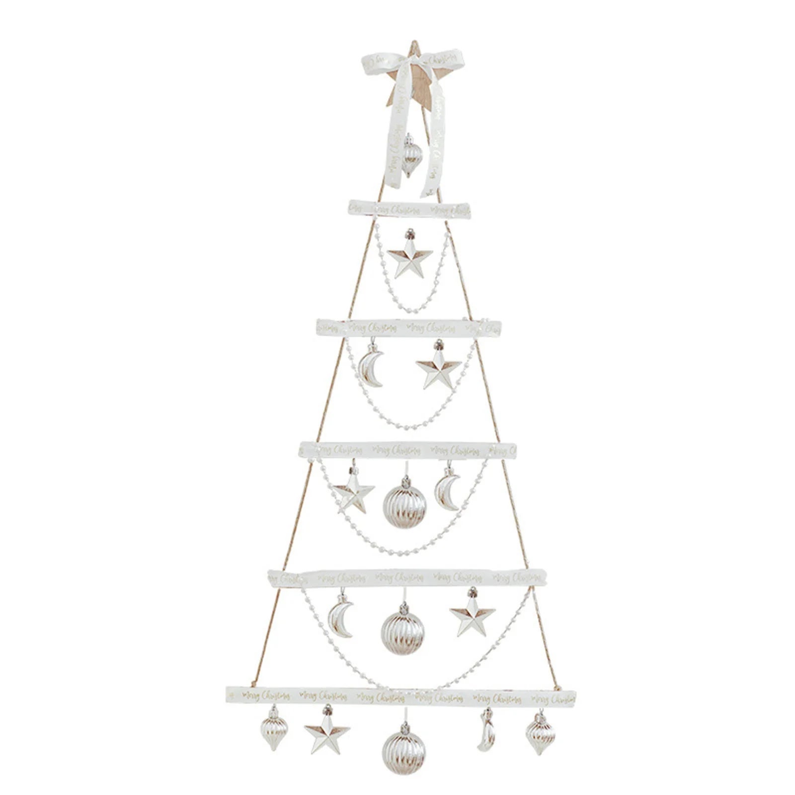 Decorazioni natalizie da parete, albero di Natale sospeso illuminato, ornamenti natalizi a forma di vite con luci a LED, bianco. - 6