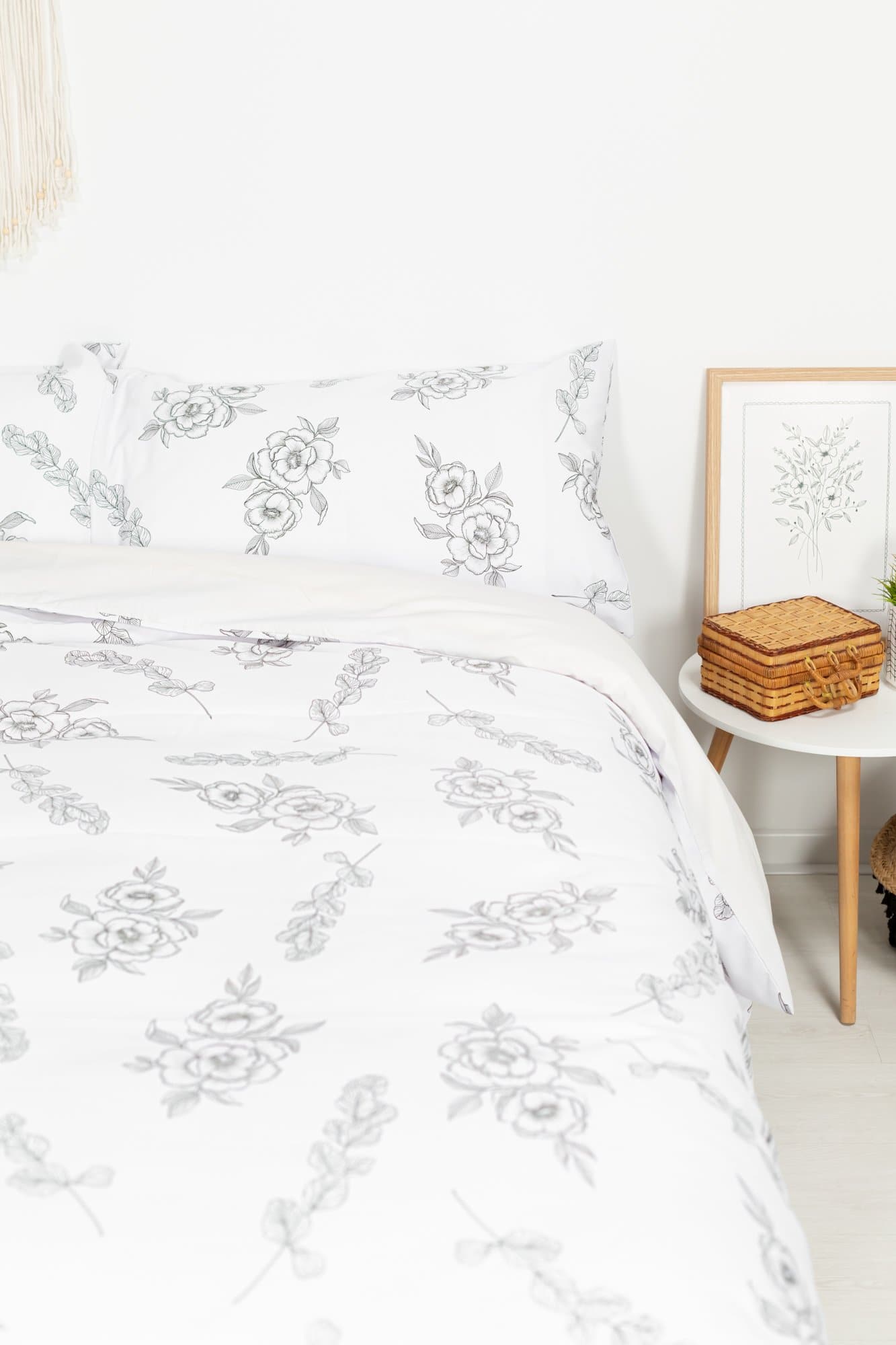 Capa de edredão Flor Contorno Cama200 (290X270) Branco - 2