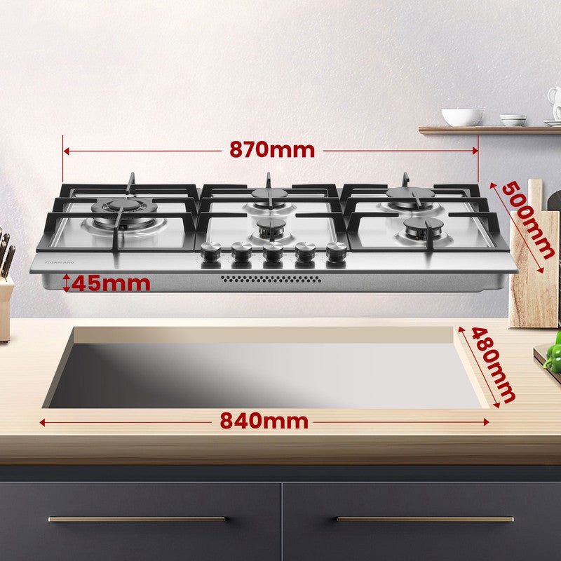 GASLAND Plaque de Cuisson à gaz GH2905SS1FC encastrable 5 Feux, Plaque gaz Inox 90 cm Brûleur Wok - 7