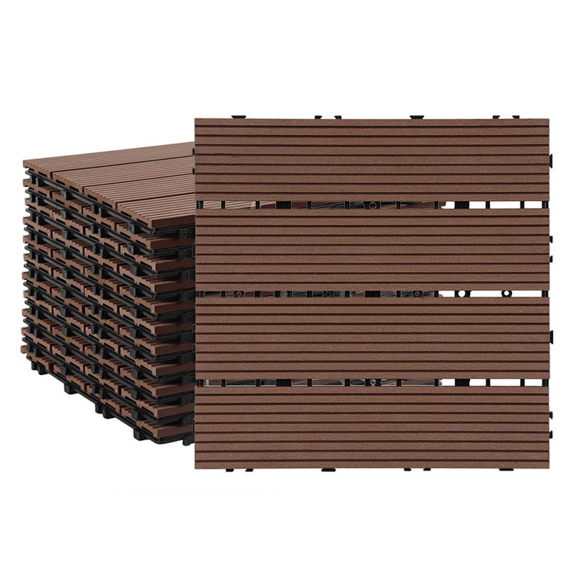 Płytki ogrodowe WPC z systemem blokowania 30 x 30 cm – Podłoga zewnętrzna, opakowanie 110 sztuk