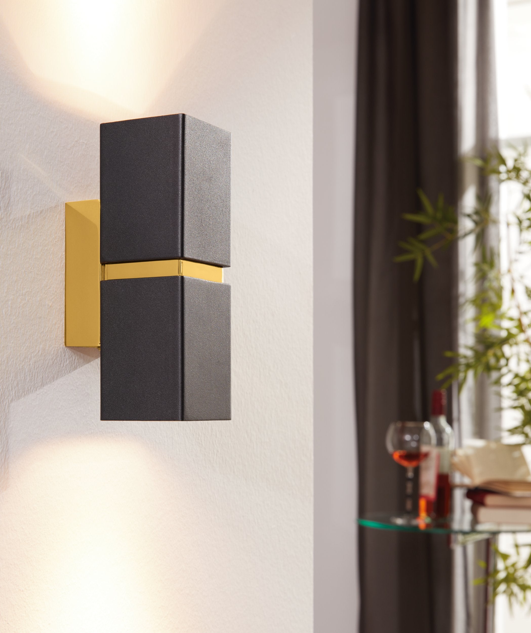 Aplique de Pared Eglo Passa Negro 2 Bombillas GU10 5,5cm - 4