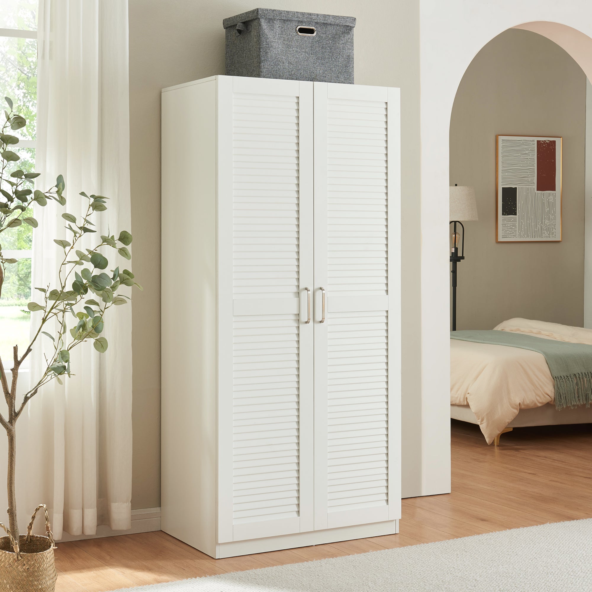 Armoire de chambre Finning 1 étagère MDF 176 x 80 x 52 cm blanc [en.casa] - 2
