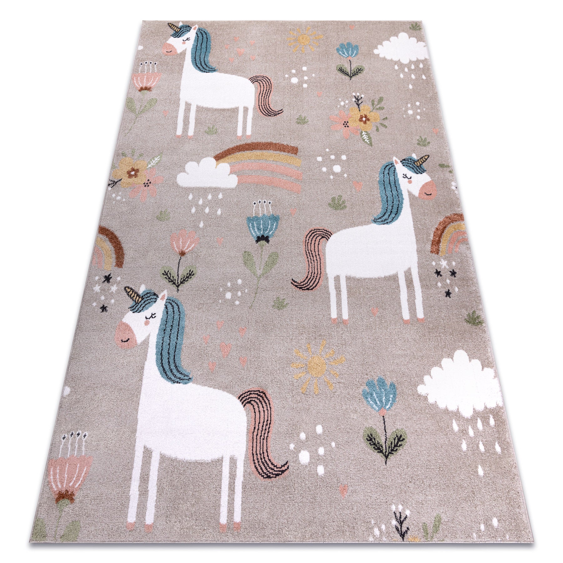 Dywan FUN Sweety dla dzieci, jednorożec, tęcza beż 200x290 cm