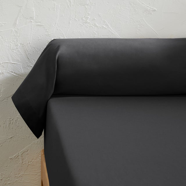 Taie de traversin unie en coton, Scenario - Carbone - 85 x 185 cm