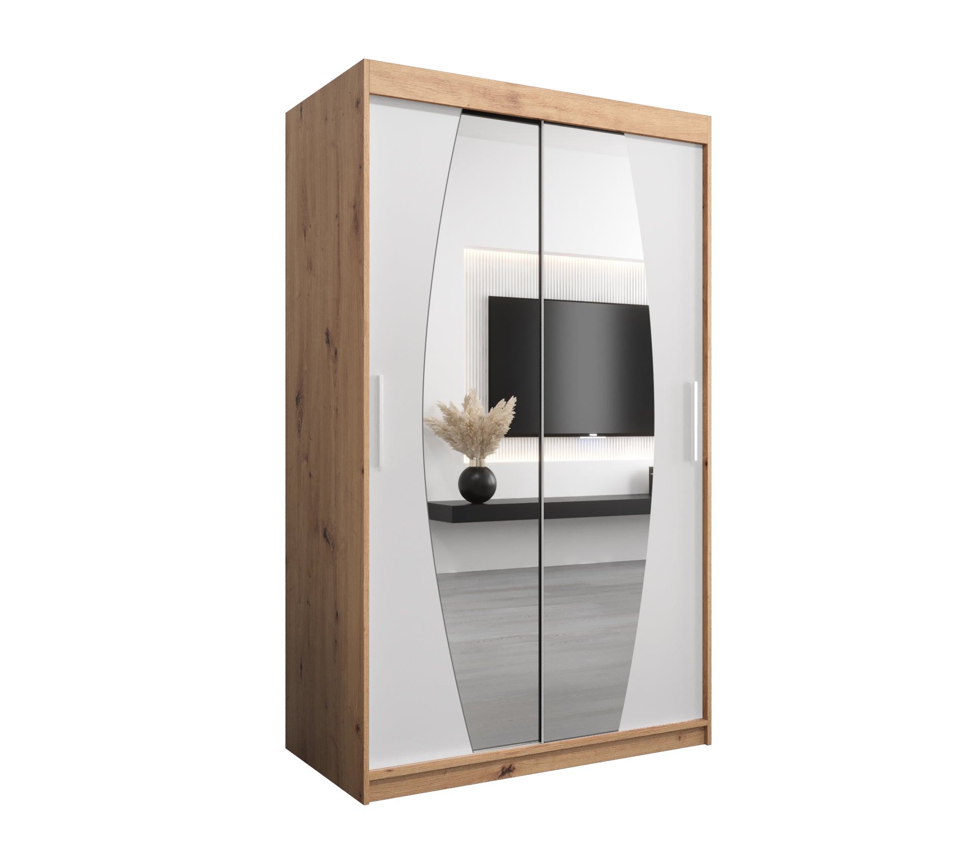 Szafa przesuwna garderoba ELYPSE 120 x 62 x 200 cm Artisan + Biały - Abiks Meble
