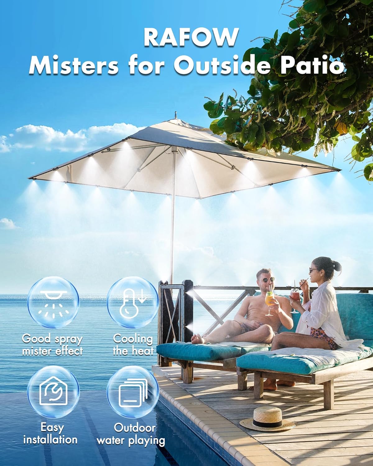 Kit Brumisateur Extérieur 10m avec Filtre à Eau - Système de Brumisation Basse Pression - Rafraîchissement pour Jardin, Terrasse, Balcon & Serre - 3