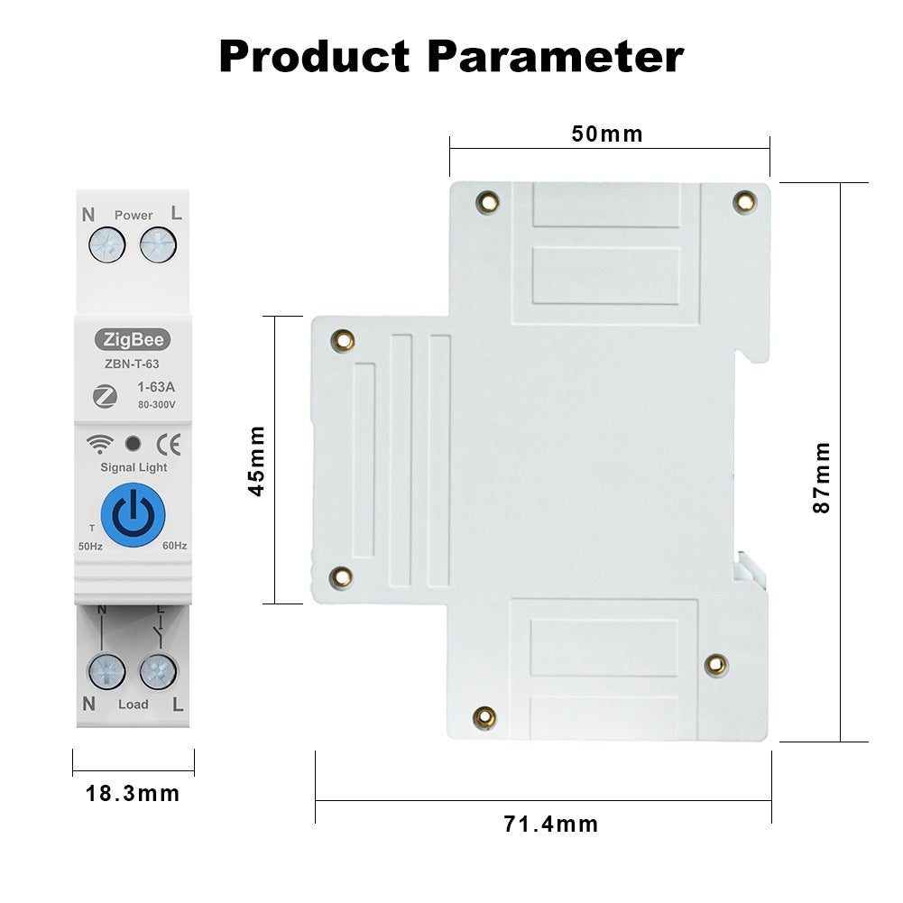 Disjuntor inteligente WiFi, interruptor de relé WiFi 1P 63A para casa inteligente - 2