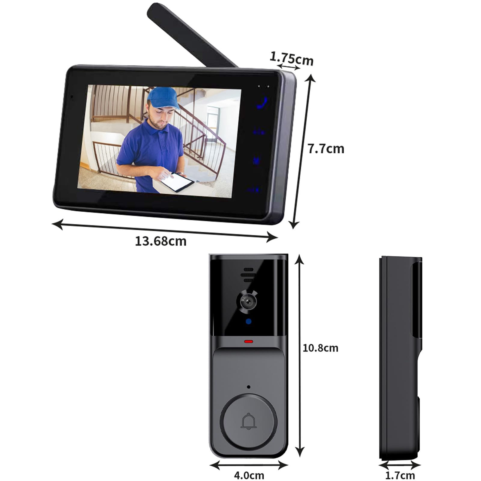 Interphone vidéo sans fil, pas besoin de WiFi, interphone audio bidirectionnel, carte 32G - 2