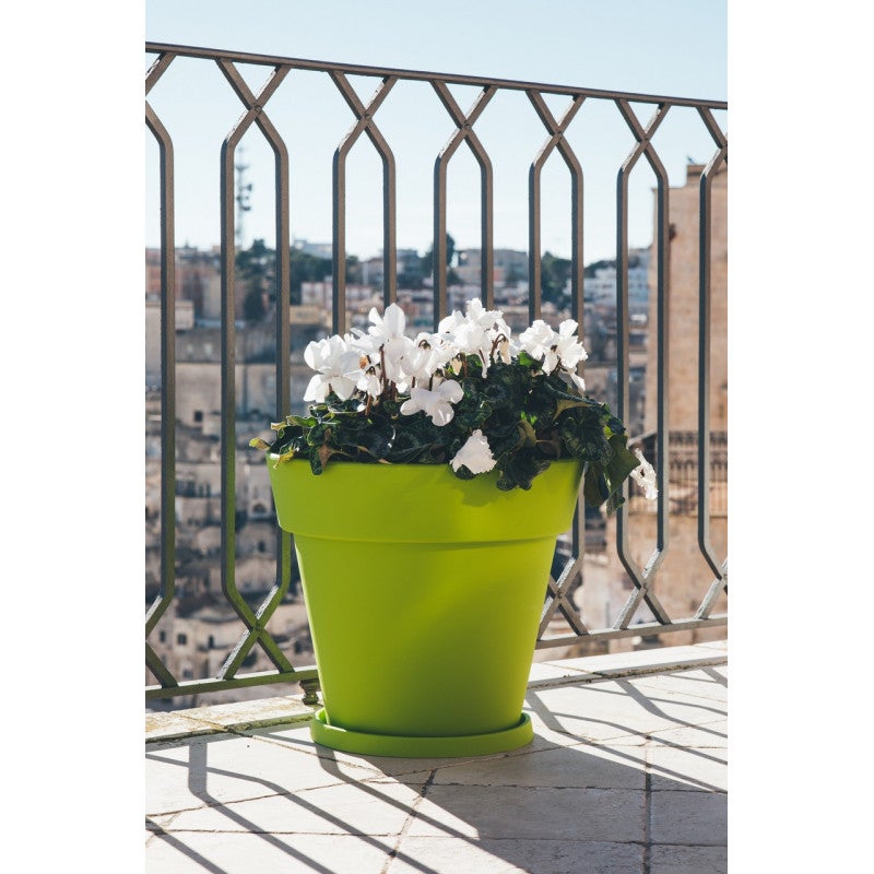 Vase design moderne Ø50 H44 en polymère vert résistant pour l'intérieur et l'extérieur - Fabriqué en Italie - Monacis - 4