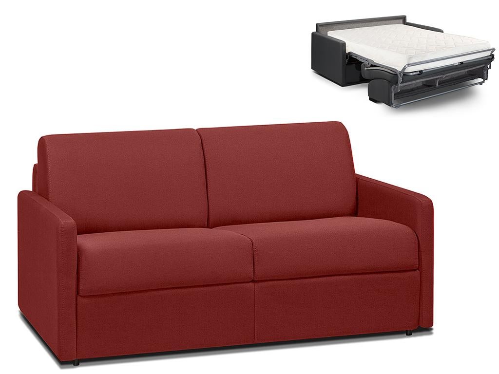 Kanapa 2-osobowa rozkładana typu express z tkaniny - Kolor: czerwony - Pow. spania: 120 cm - Materac 18 cm CALIFE