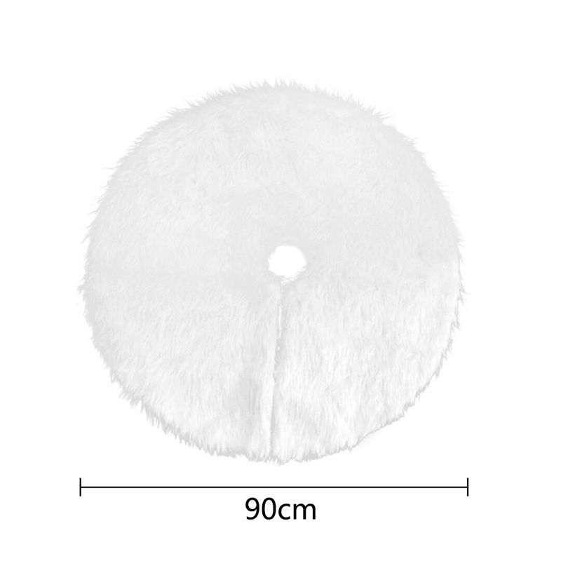 Gonna per albero di Natale 90 cm/35 pollici, gonna per albero di Natale in pelliccia sintetica, decorazioni per albero di Natale, bianco - 2