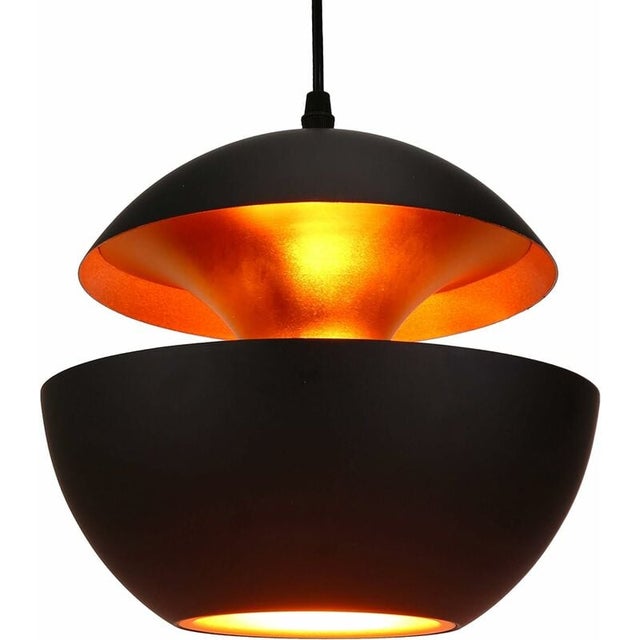 Suspension de style industriel, coloris rétro noir et or, corps de lampe en aluminium
